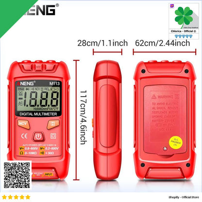 ANENG Digital Multimeter Portable NCV Non Contact 1999 Count 600V M113