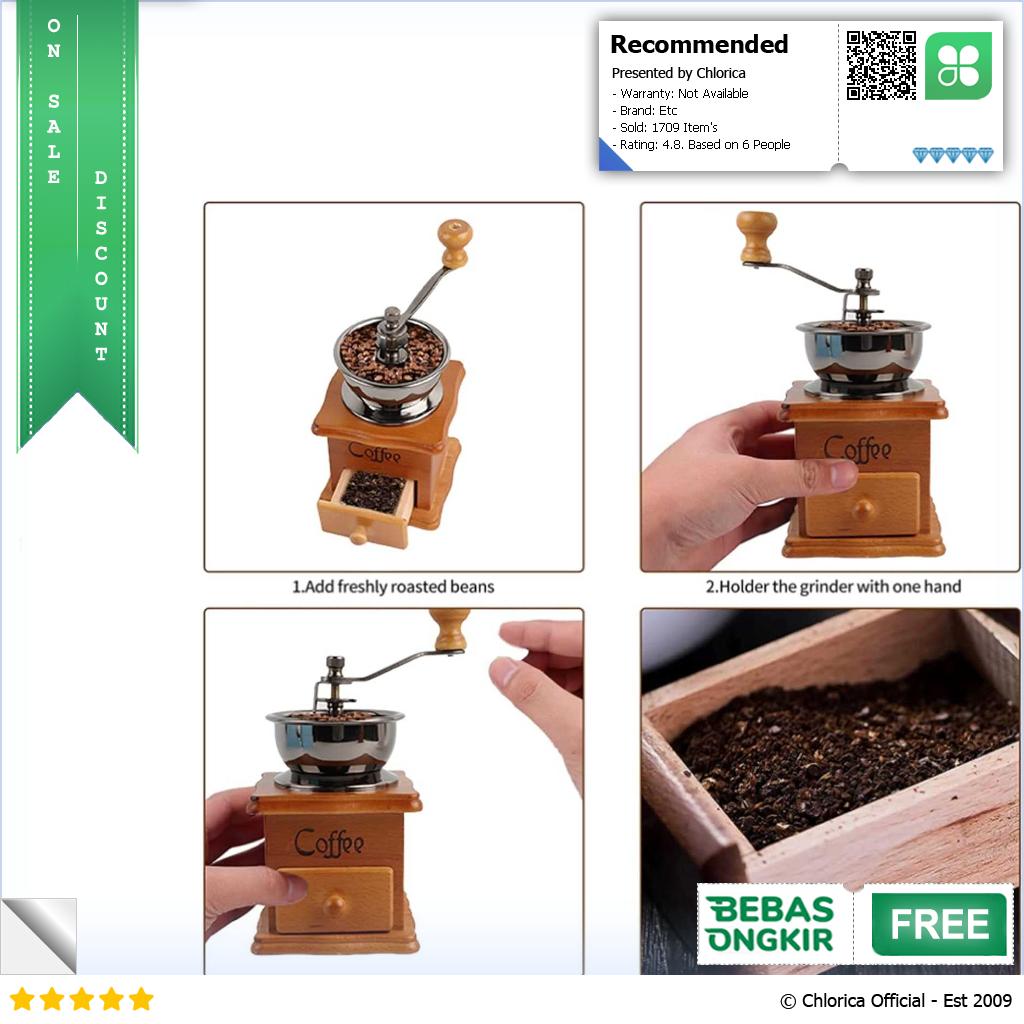 Mrosaa Alat Penggiling Kopi Manual Coffee Grinder Wood Adjustable 16290