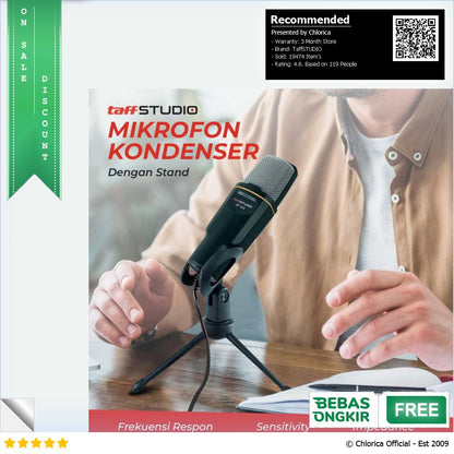 TaffSTUDIO Mikrofon Kondenser Studio Profesional Microphone with Stand SF 666