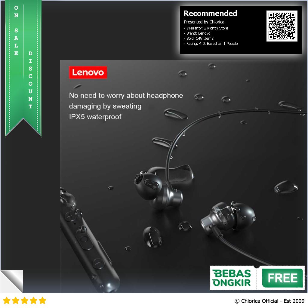 Lenovo Earphone Neckband Bluetooth 5.0 Noise Cancelling IPX5 HE05