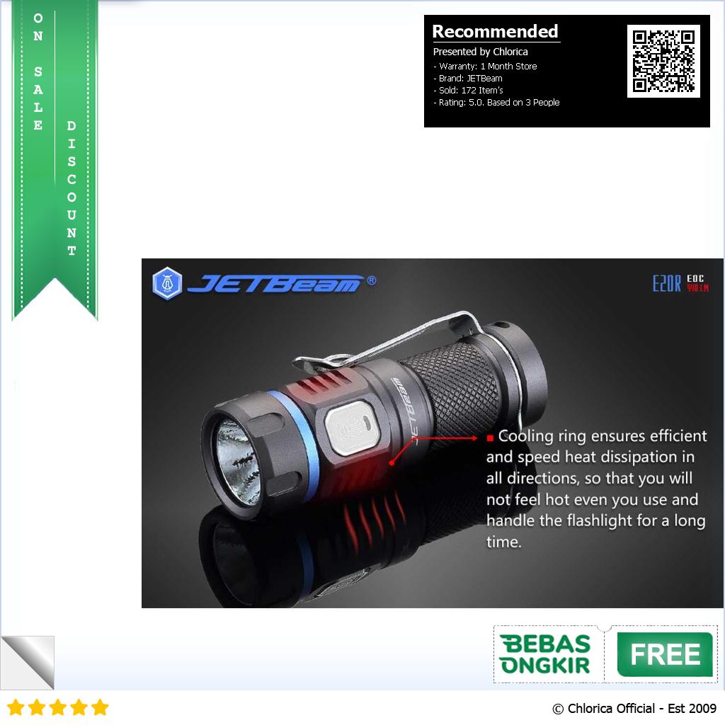 JETBeam Senter LED Luminus SST40 990 Lumens E20R