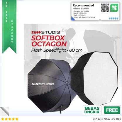 TaffSTUDIO Payung Octagon Softbox Flash Speedlight 80 cm LD TZ207