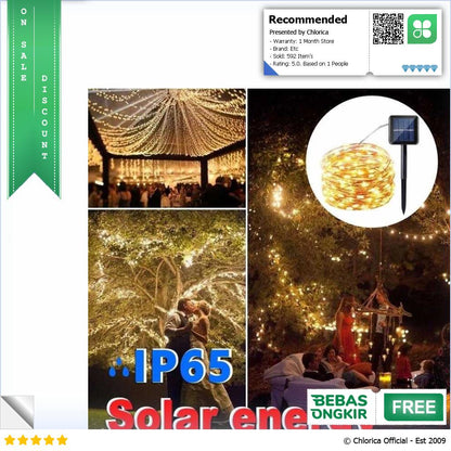 OKAL Lampu Hias Tumblr String Lights 50 LED 7M with Solar Panel OKLED7