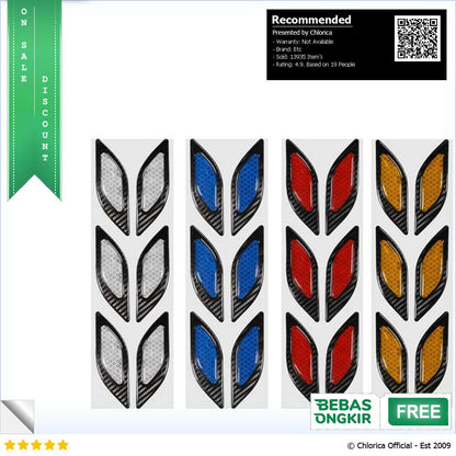 LARATH Carbon Fiber Car Sticker Auto Warning Decal Strips 6PCS 1183