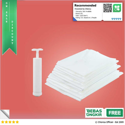 WHISM Kantong Plastik Pakaian Vacuum Bag 10PCS with Hand Pump WH021