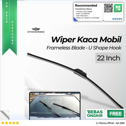 OTOHEROES Wiper Kaca Mobil Frameless Blade U Shape Hook FLY 078