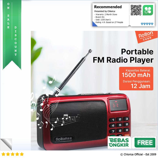 Rolton W405 Portable FM Radio Player TF Card W405