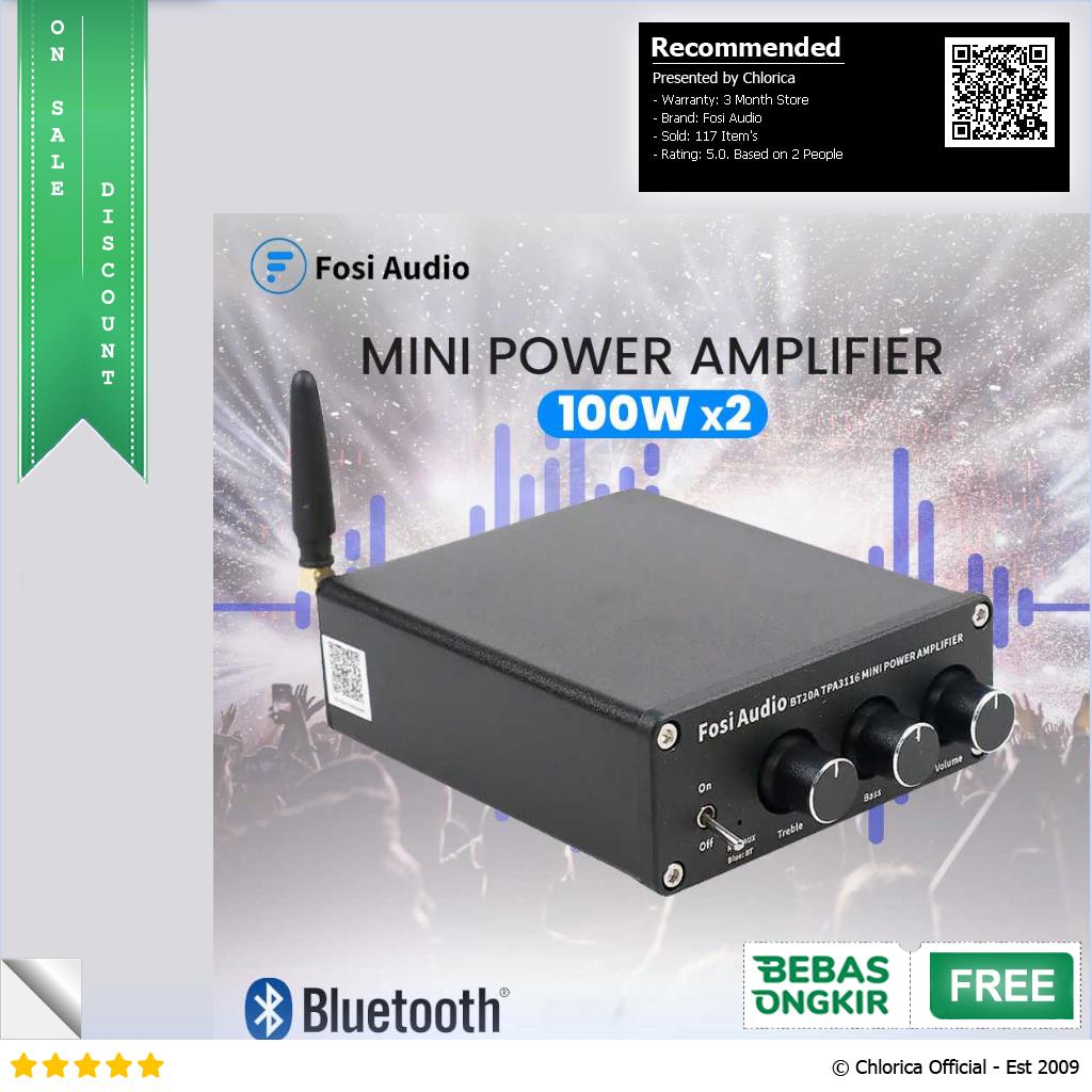 Fosi Audio Mini Power Amplifier Bluetooth 5.0 2 Channel TPA3116 BT20A