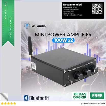 Fosi Audio Mini Power Amplifier Bluetooth 5.0 2 Channel TPA3116 BT20A