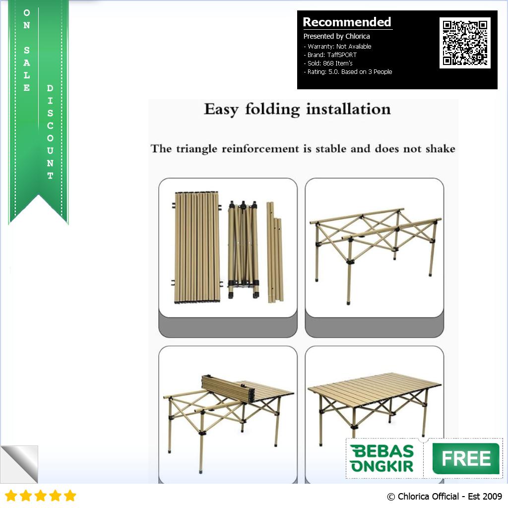 TaffSPORT Meja Lipat Piknik Portable Foldable Camping Table with Bag AF59