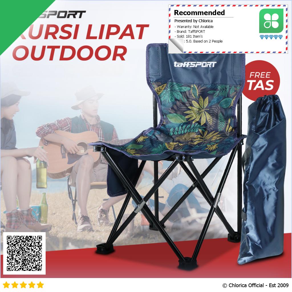 TaffSPORT Kursi Lipat Mancing Camping Foldable Chair with Pocket OL3336