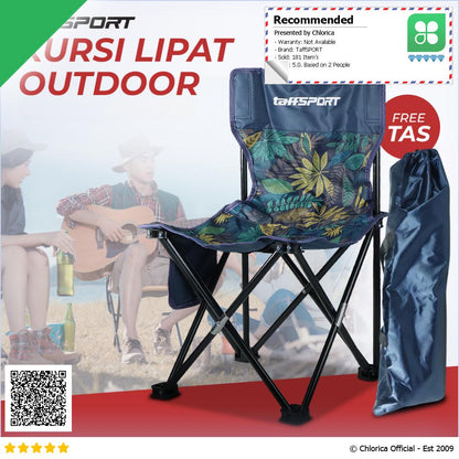 TaffSPORT Kursi Lipat Mancing Camping Foldable Chair with Pocket OL3336