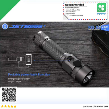 JETBeam Senter LED EDC Flashlight Luminus SST 70 2400 Lumens KO 03