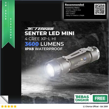 JETBeam Senter LED Mini 4 CREE XP L HI 3600 Lumens EC26