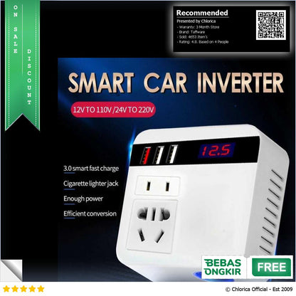 Taffware Car Power Inverter Konverter USB Charging 12 24V 100W EA851