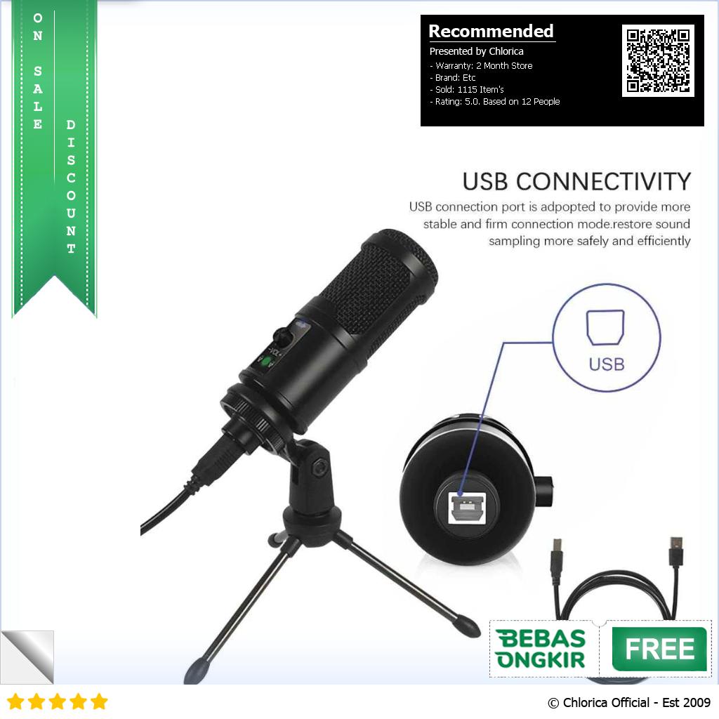 Marsnaska Microphone Condenser USB DJ Live Recording with Stand BM 65