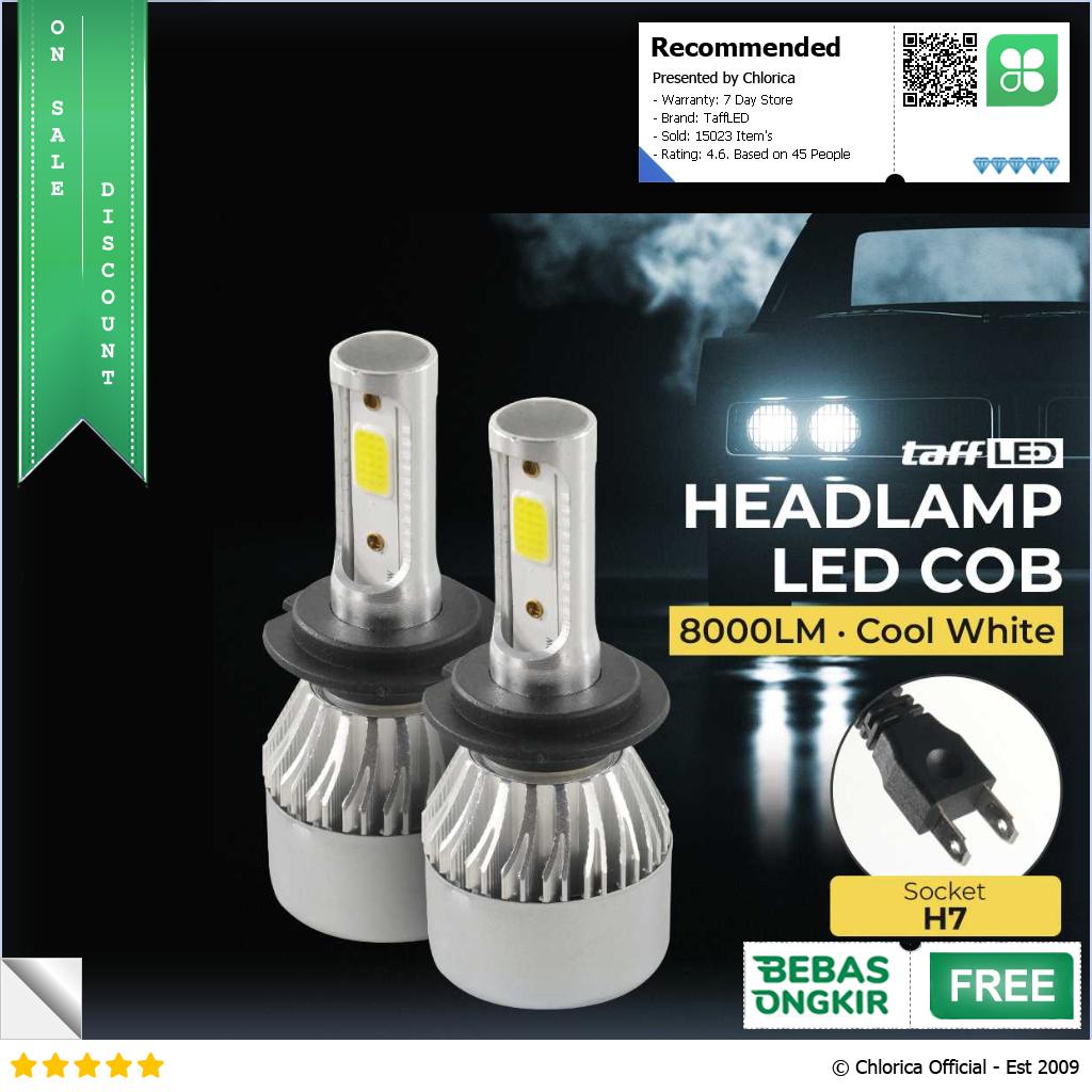 TaffLED Lampu Depan Mobil LED COB Headlamp 8000LM Cool White 2 PCS S2