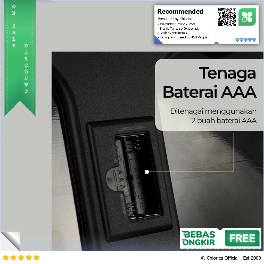 Taffware Digipounds Timbangan Badan Digital Kaca Akurat 180kg BT 986