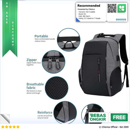 CEAVNI Tas Ransel Laptop Backpack 15.6 Inch with USB Charger Port CV9032