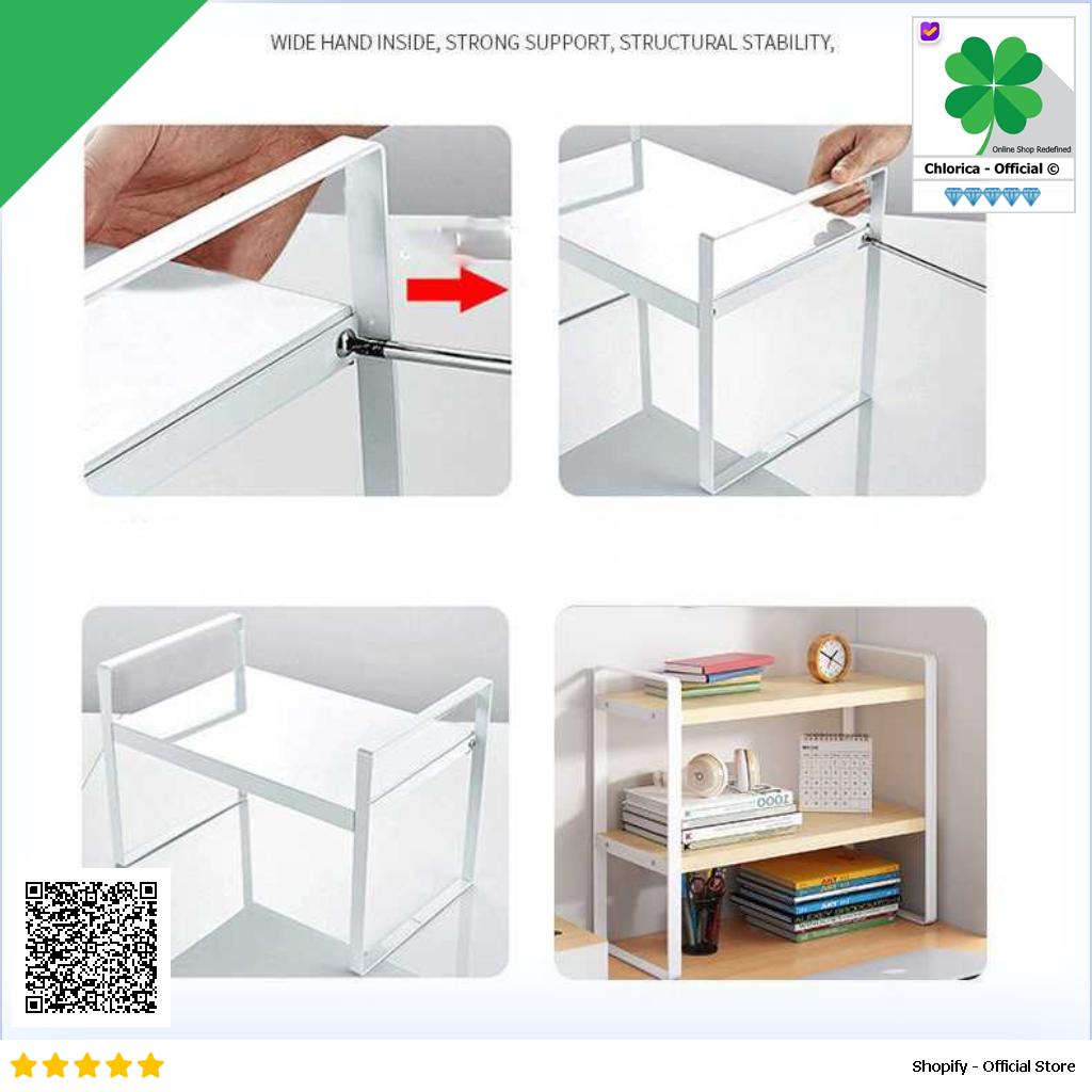 AOLIVIYA Rak Buku Minimalis DIY Table Bookshelf Organizer Double Layer AO40