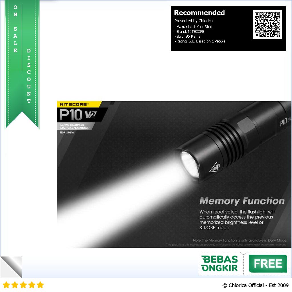 NITECORE Senter LED CREE XP L2 V6 1100 Lumens P10 V2