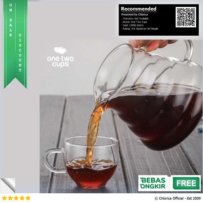 One Two Cups Coffee Server V60 Drip Pour Over Borosilicate Glass SE101