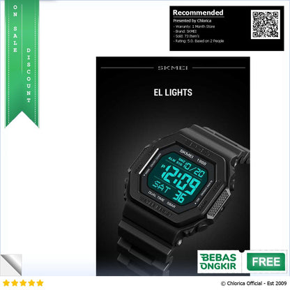 SKMEI Jam Tangan Pria Digital Sport Watch Alarm Waterproof EL Light 1988