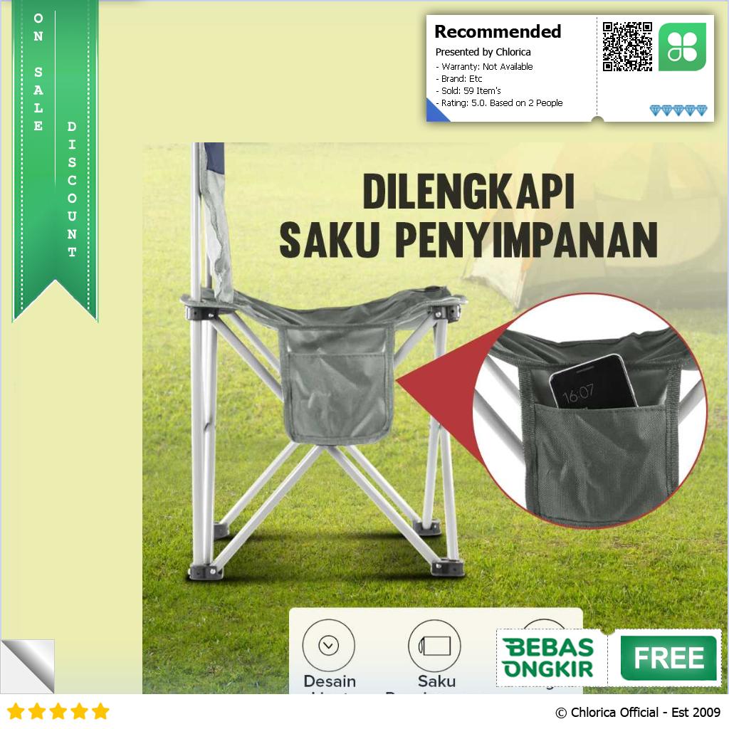 LAKIKA Kursi Lipat Outdoor Mancing Camping Foldable Chair with Pocket LK4