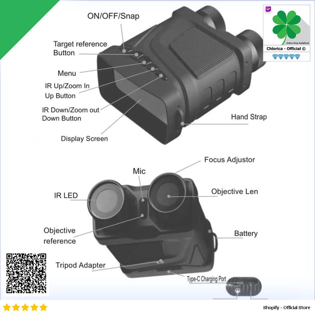 Xiyear Teropong Binocular Night Vision Recorder 1080P 5x Zoom with Mic R12