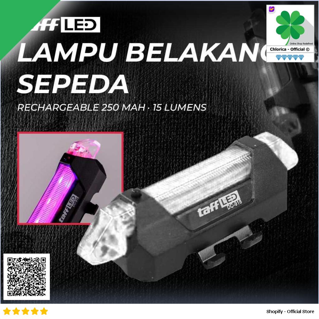 TaffLED Lampu Belakang Sepeda Bicycle Light USB Rechargeable 15 Lumens DC 918