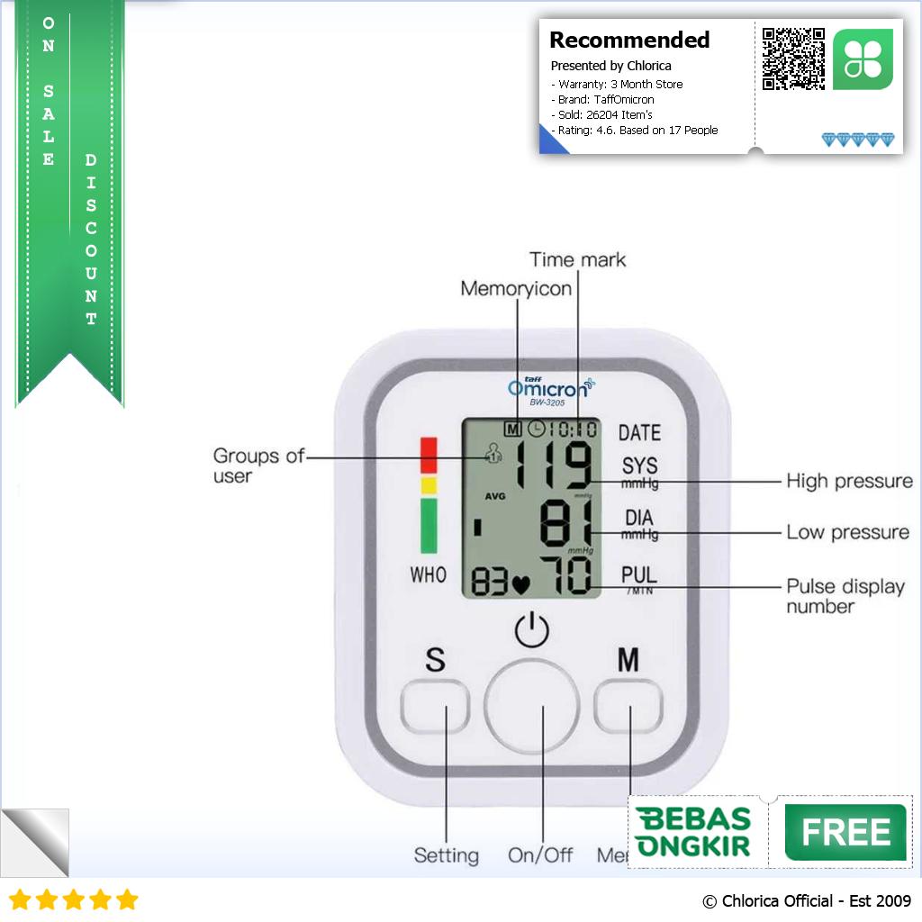 TaffOmicron Pengukur Tekanan Darah Tensimeter Sphygmomanometer BW 3205