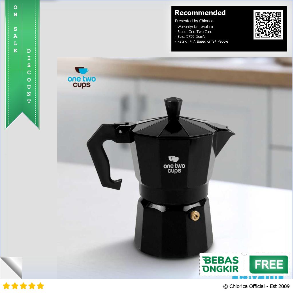 One Two Cups Teko Kopi Moka Pot Espresso Coffee Maker Stovetop Filter MX001