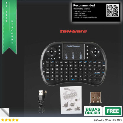 Taffware Mini Keyboard Touch Pad Wireless 2.4 GHz i8