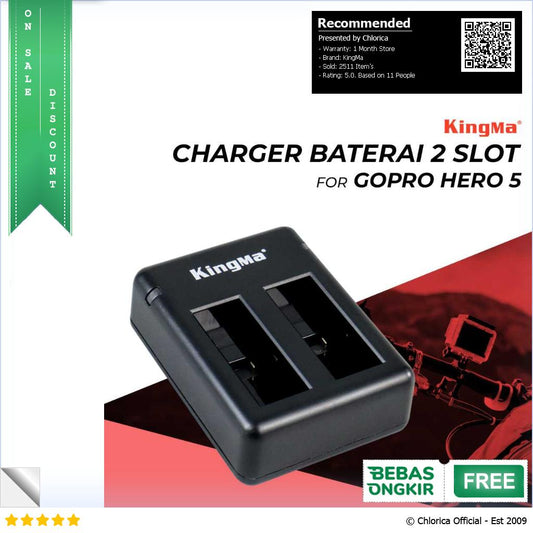 KingMa Charger Baterai Micro USB Type C 2 Slot for GoPro Hero 5 BM042