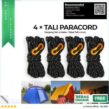 RayMING Tali Paracord Tali Tenda Climbing Rope 4M 4 Rol RY1A