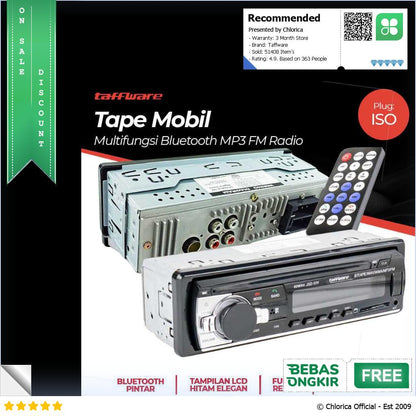 Taffware Tape Mobil Audio Multifungsi Bluetooth MP3 FM Radio ISO 1 DIN JSD 520