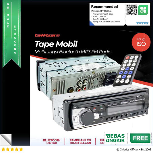 Taffware Tape Mobil Audio Multifungsi Bluetooth MP3 FM Radio ISO 1 DIN JSD 520