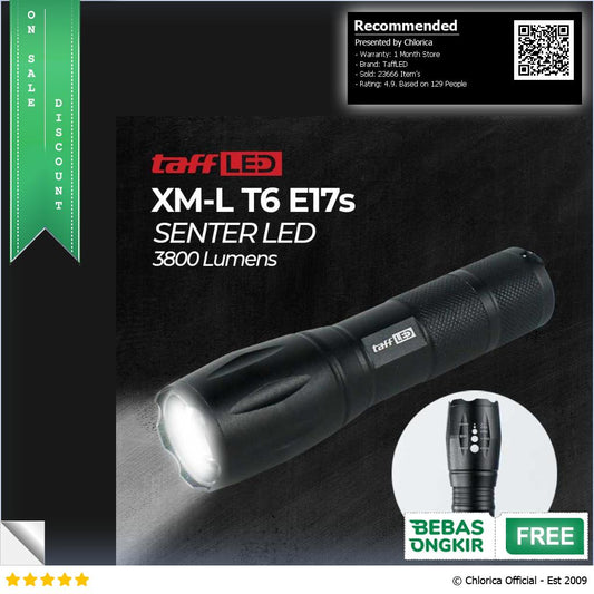 TaffLED E17s Senter LED Cree XM L T6 3800 Lumens