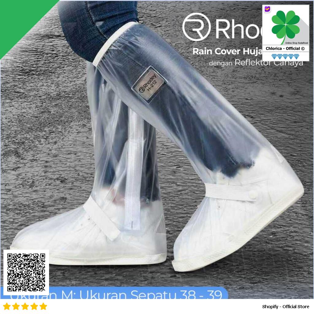 Rhodey Jas Hujan Sepatu Anti Air Shoes Cover PVC Zipper with Reflector H 212