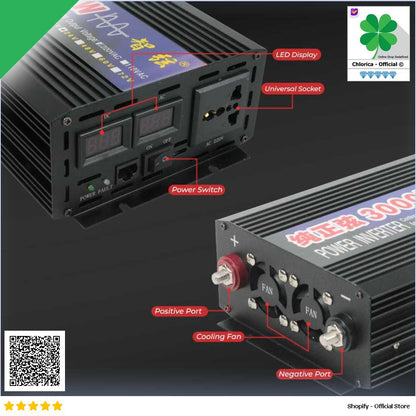 Taffware Power Inverter Mobil Pure Sine Wave DC 24V to AC 220V 3000W NBQ3000W