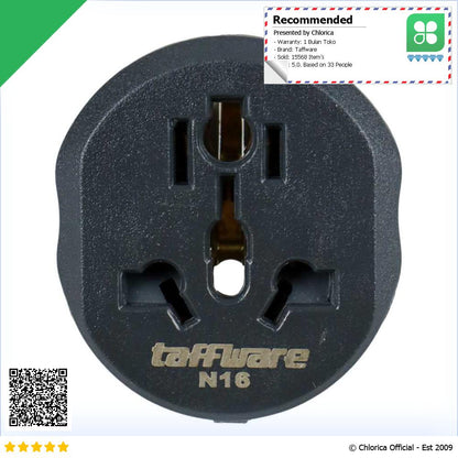 Taffware Loop Universal Travel Adaptor AU US UK to EU Plug 16A N16