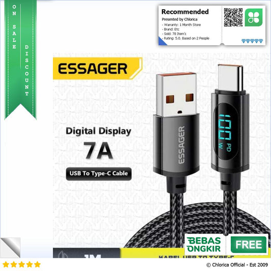 ESSAGER Kabel Data USB Type C Multifungsi Fast Charging 14V 7A XY01