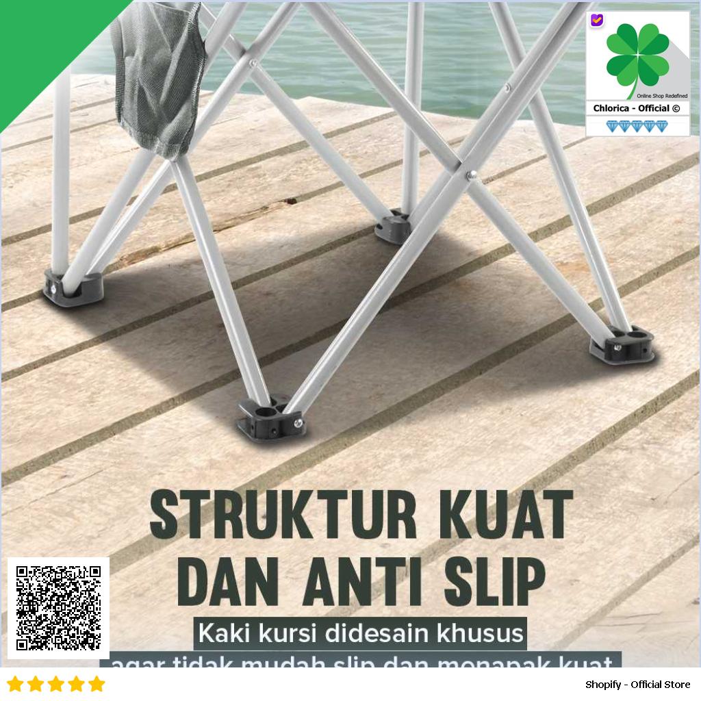 LAKIKA Kursi Lipat Outdoor Mancing Camping Foldable Chair with Pocket LK4