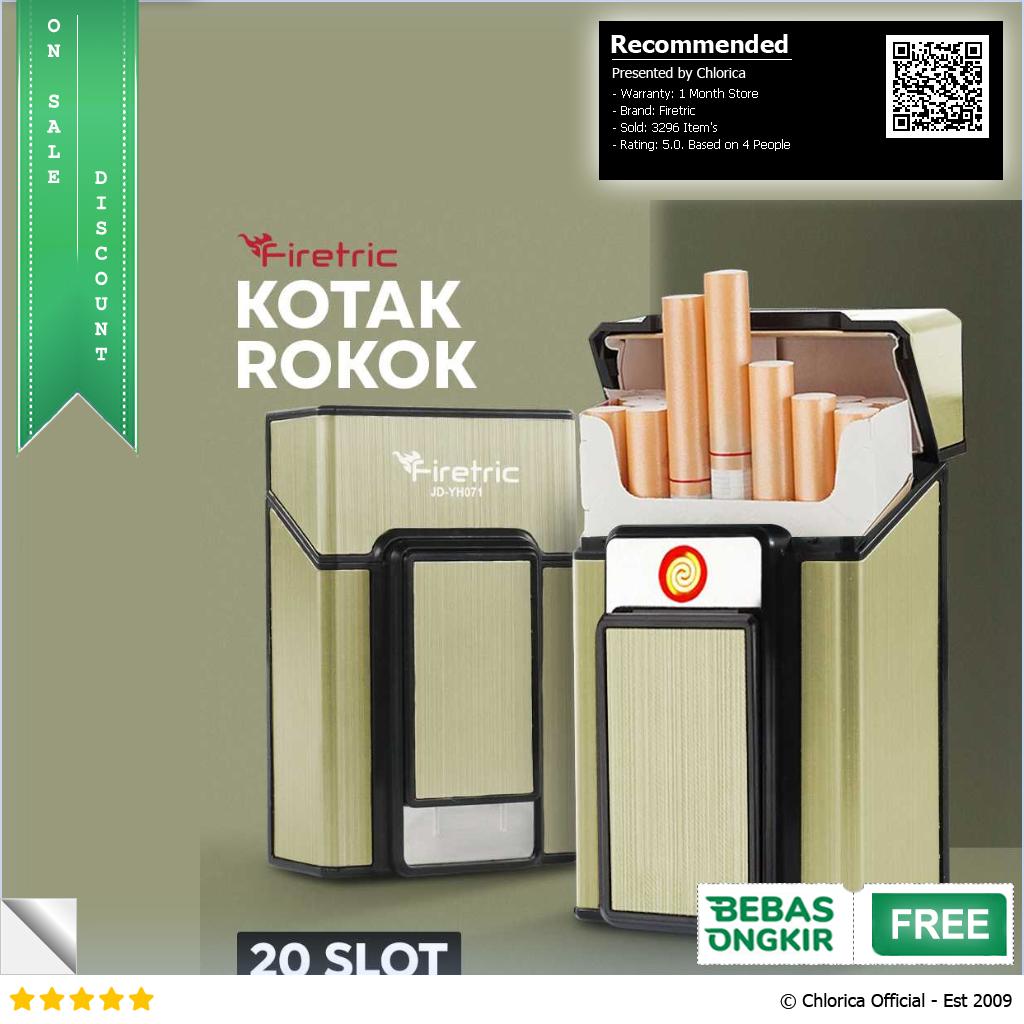 Firetric Focus Kotak Rokok 20 Slot dengan Korek Elektrik Pyrotechnic JD YH071