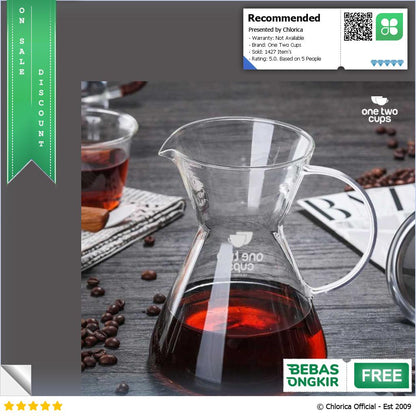 One Two Cups Coffee Server Chemex Drip Pour Over with Filter YD KT001