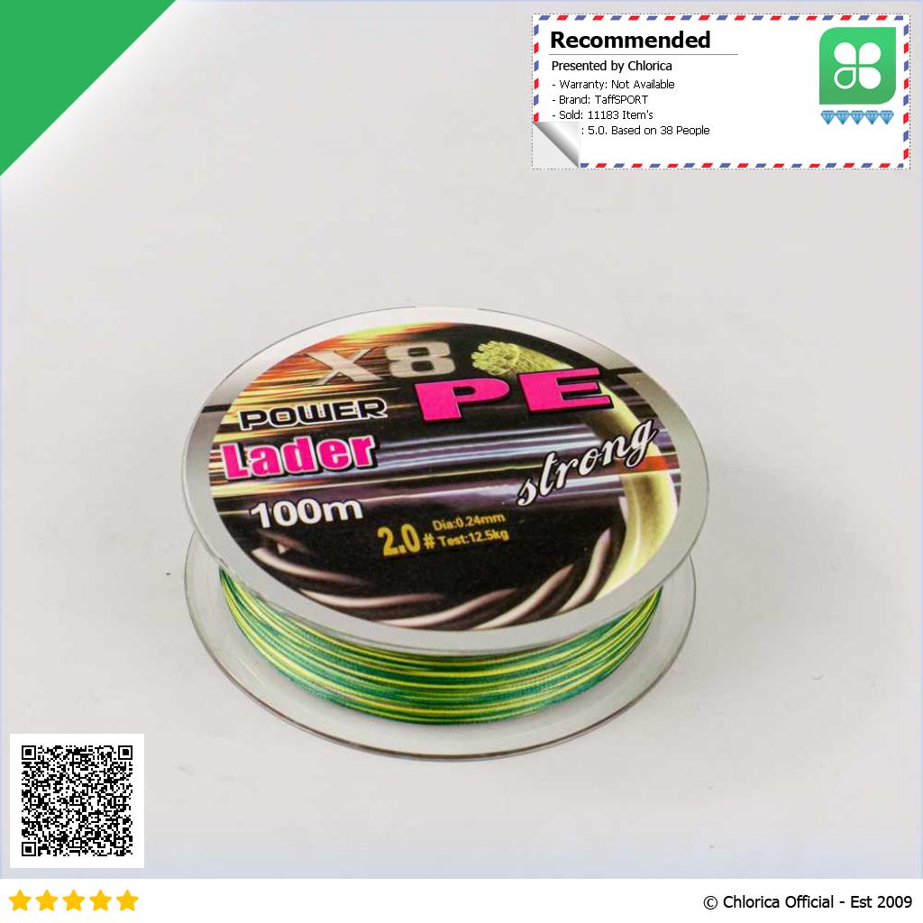 TaffSPORT Senar Benang Tali Pancing Super PE Braided Fishing Line 100M X8