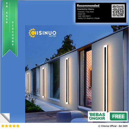 IISINUO Lampu Dinding Hias Outdoor Long Strip LED Lamp Warm White IIS20