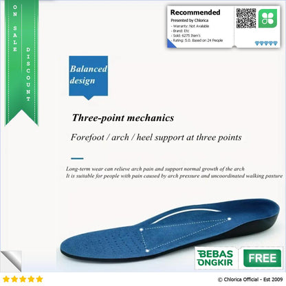 Insole Sepatu Alas Kaki Orthopedic EVA Flatfoot Massage E003