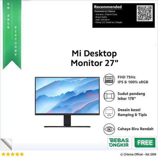 Redmi Desktop Monitor Full HD 27 Inch 75Hz 1080p IPS 16.7M Color Gamut RMMNT27NF