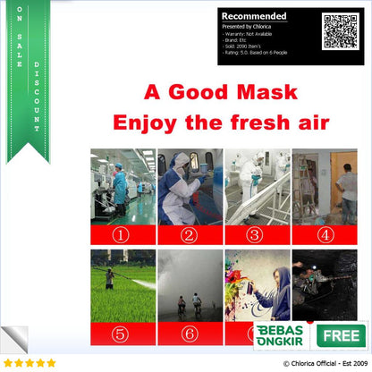 Safurance Masker Respirator Gas Mask Full Face 6004CN Cotton Filter 6800 No.4